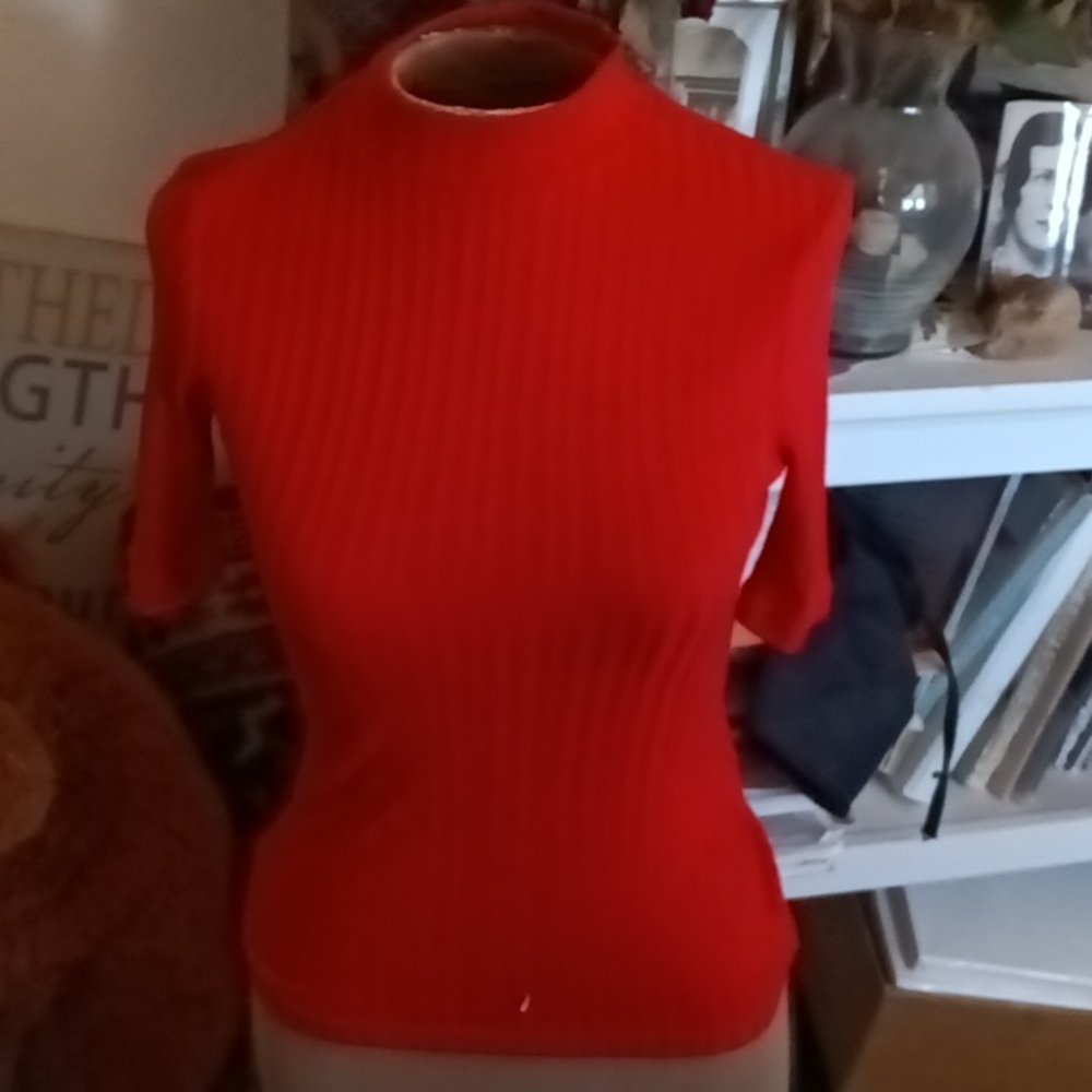 A red tight t-shirt